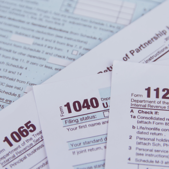 IRS paperwork lays displayed.